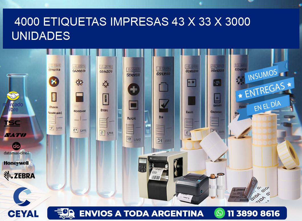 4000 ETIQUETAS IMPRESAS 43 x 33 X 3000 UNIDADES