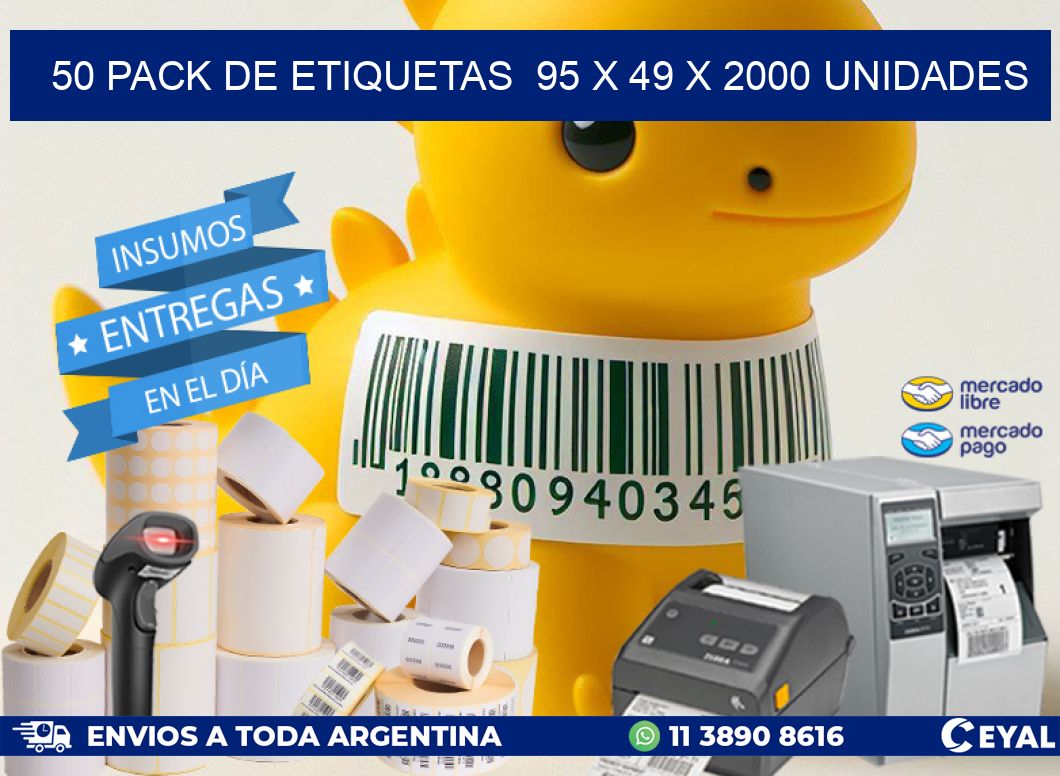 50 PACK DE ETIQUETAS  95 x 49 X 2000 UNIDADES