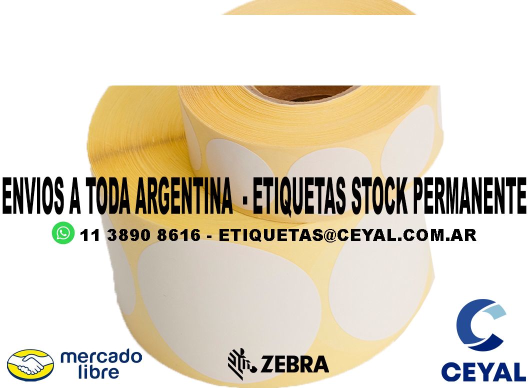 50 ROLLOS  ETIQUETAS ZEBRA 51 x 61 X 2000 UNIDADES