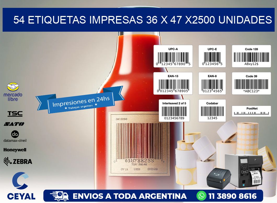 54 ETIQUETAS IMPRESAS 36 x 47 X2500 UNIDADES