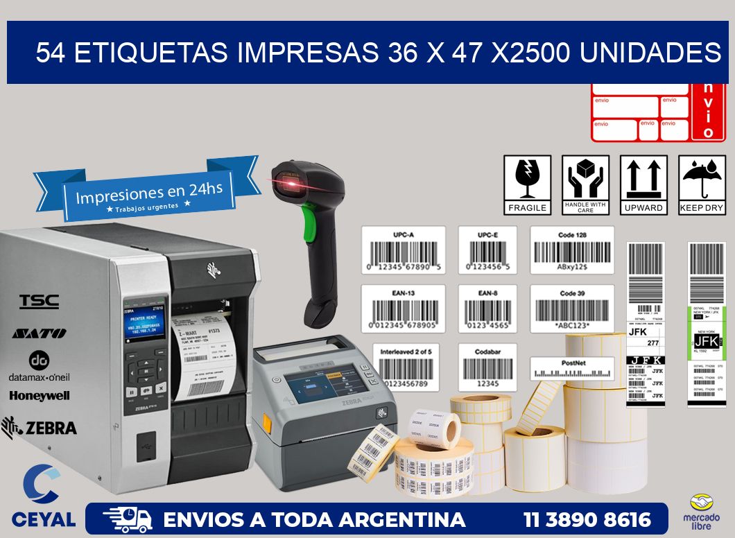 54 ETIQUETAS IMPRESAS 36 x 47 X2500 UNIDADES