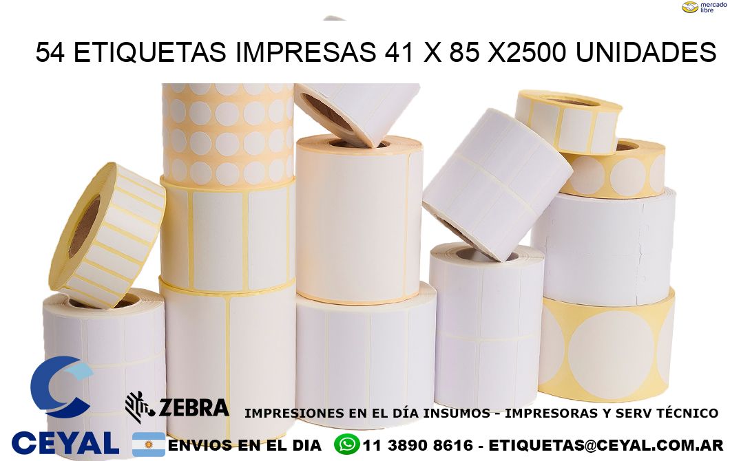 54 ETIQUETAS IMPRESAS 41 x 85 X2500 UNIDADES