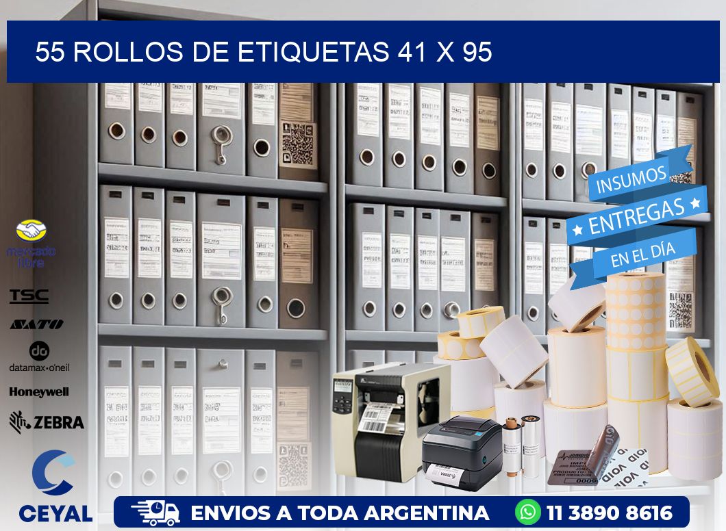 55 ROLLOS DE ETIQUETAS 41 x 95