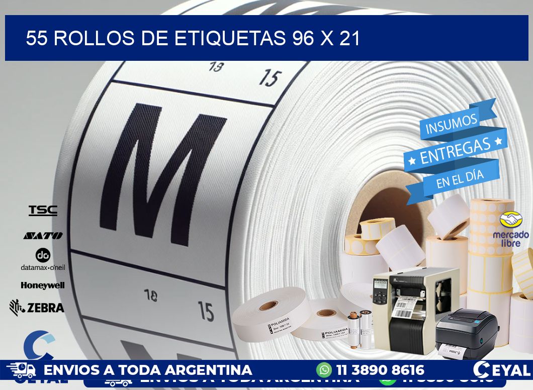 55 ROLLOS DE ETIQUETAS 96 x 21