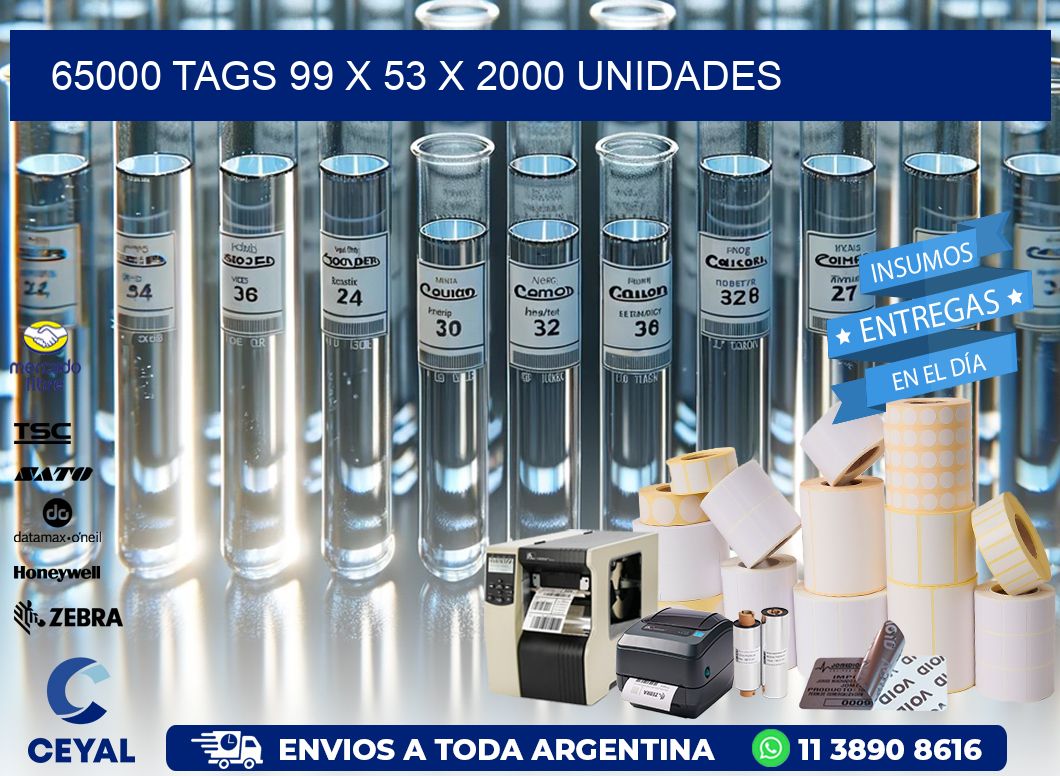 65000 TAGS 99 x 53 X 2000 UNIDADES