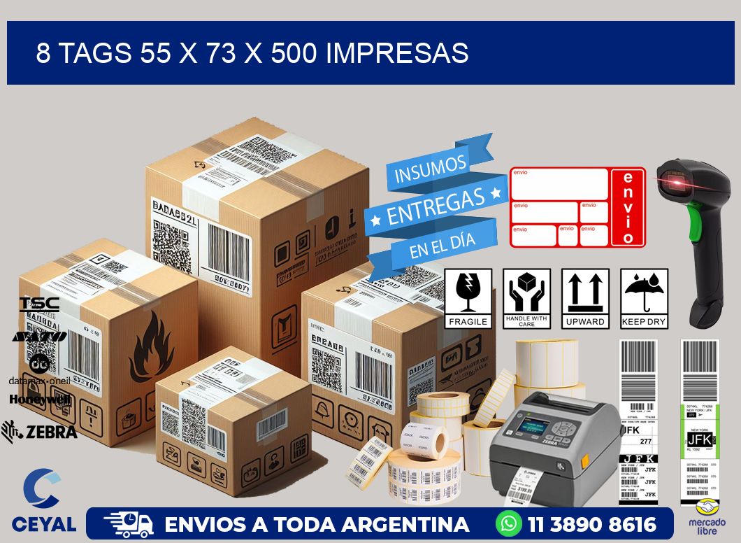 8 TAGS 55 x 73 X 500 IMPRESAS