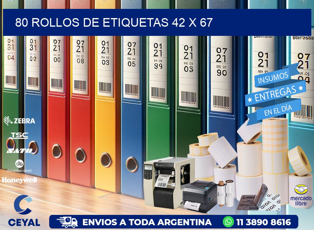 80 ROLLOS DE ETIQUETAS 42 x 67