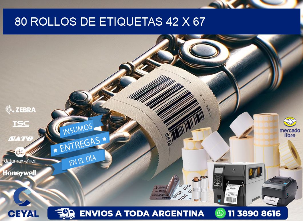 80 ROLLOS DE ETIQUETAS 42 x 67