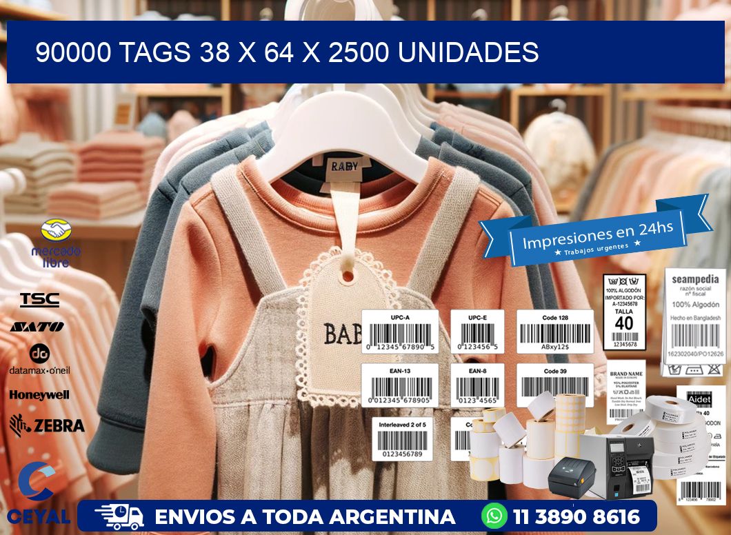 90000 TAGS 38 x 64 X 2500 UNIDADES