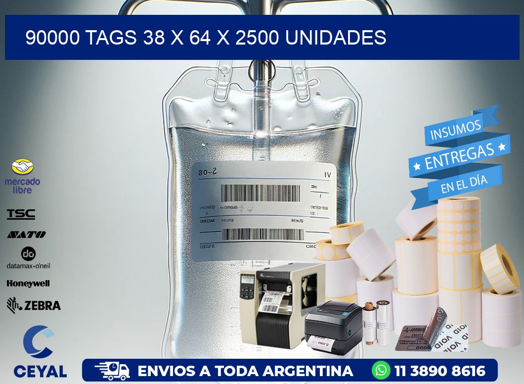 90000 TAGS 38 x 64 X 2500 UNIDADES