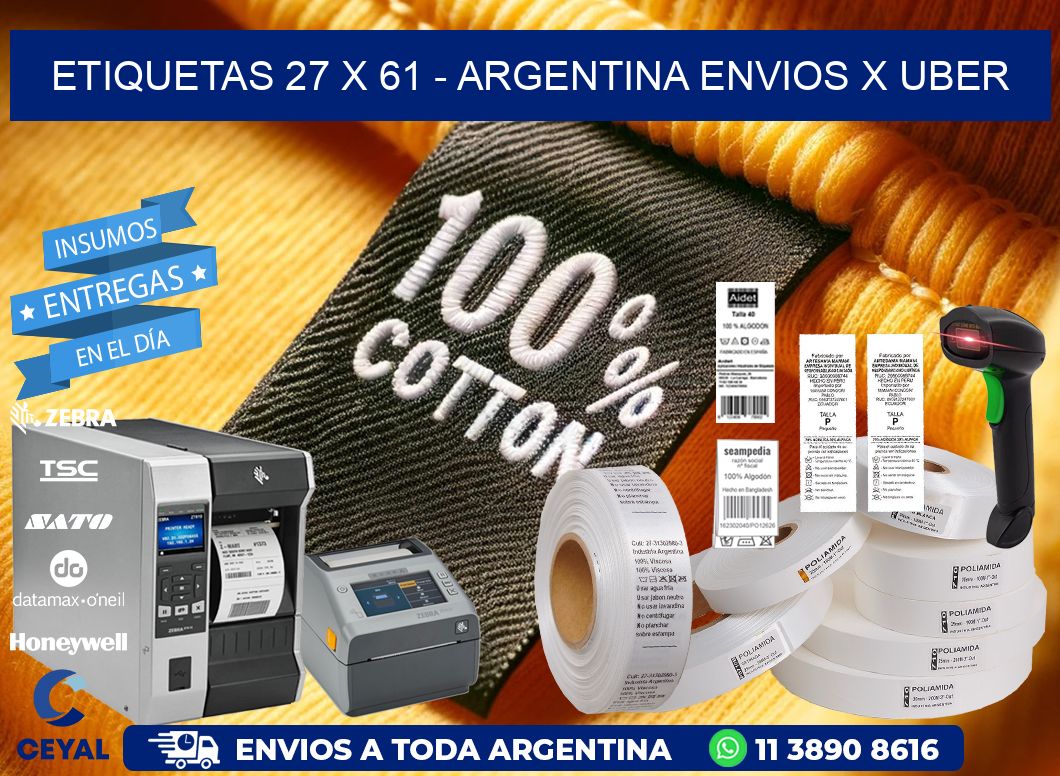 ETIQUETAS 27 x 61 - ARGENTINA ENVIOS X UBER