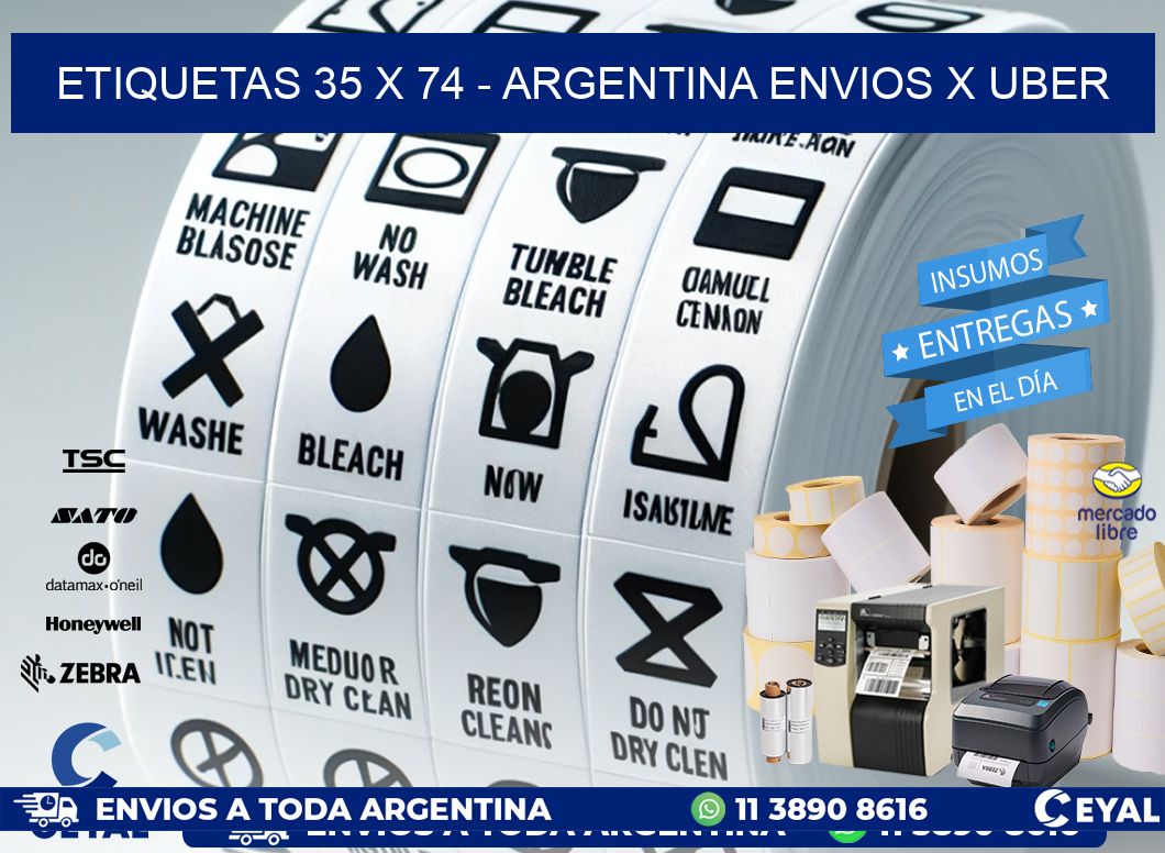 ETIQUETAS 35 x 74 - ARGENTINA ENVIOS X UBER