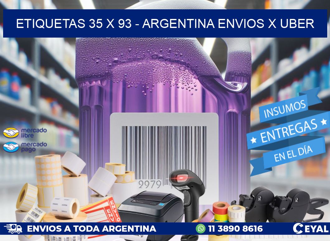 ETIQUETAS 35 x 93 - ARGENTINA ENVIOS X UBER