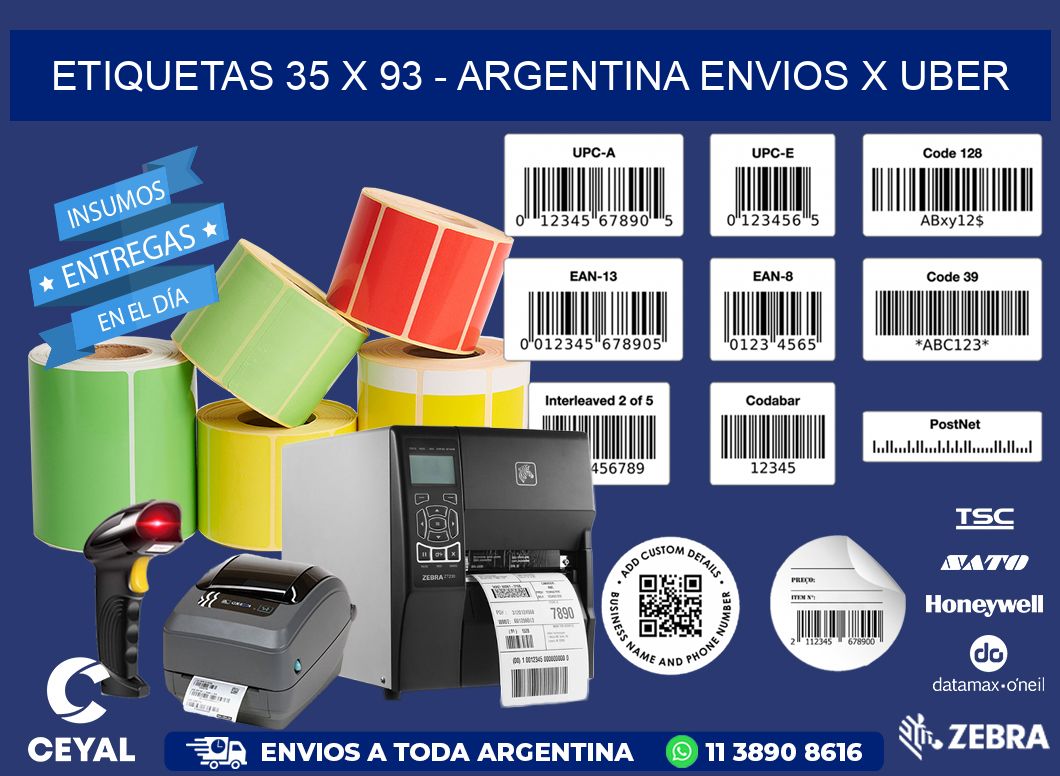 ETIQUETAS 35 x 93 - ARGENTINA ENVIOS X UBER