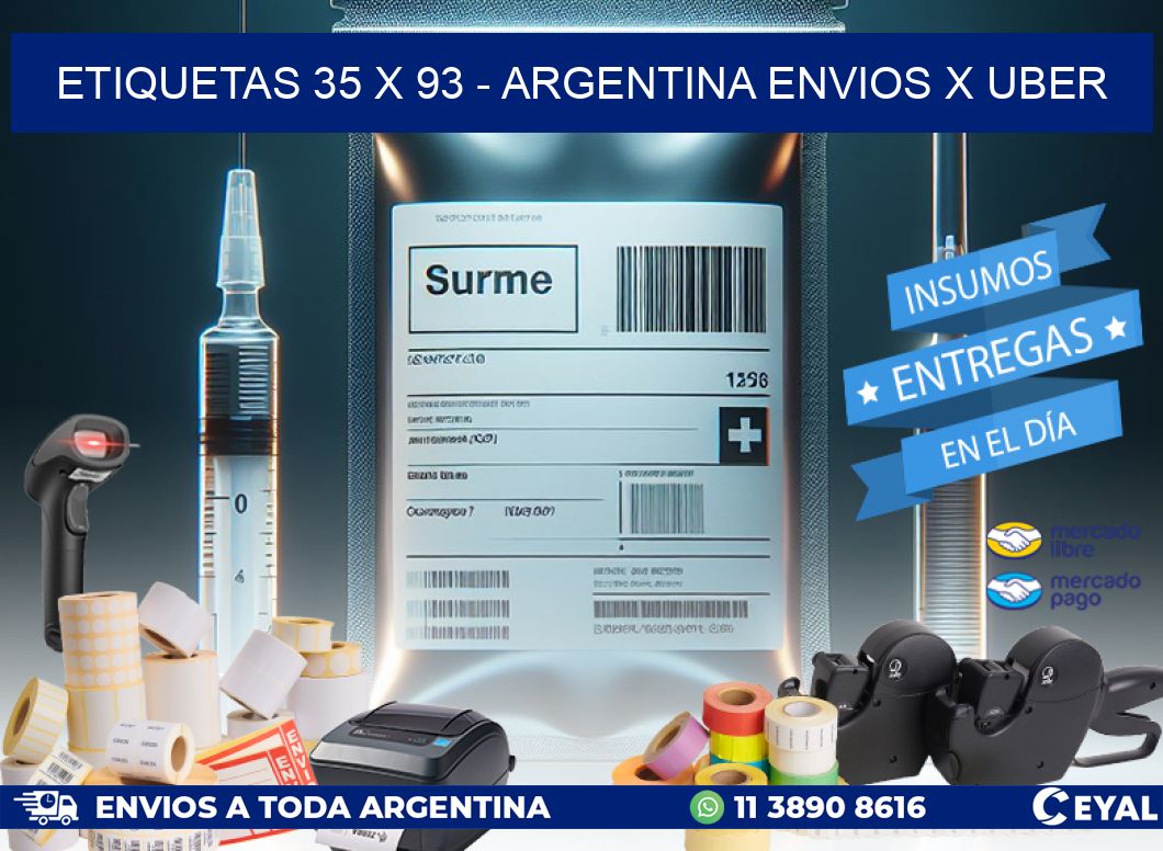 ETIQUETAS 35 x 93 - ARGENTINA ENVIOS X UBER