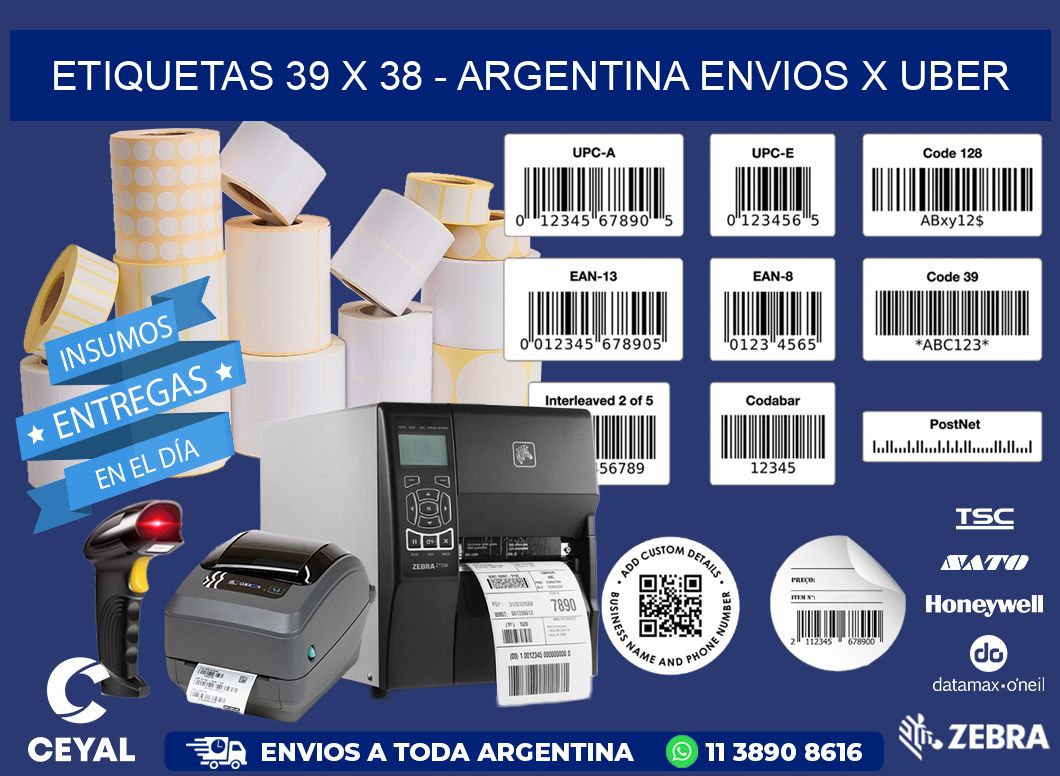 ETIQUETAS 39 x 38 - ARGENTINA ENVIOS X UBER