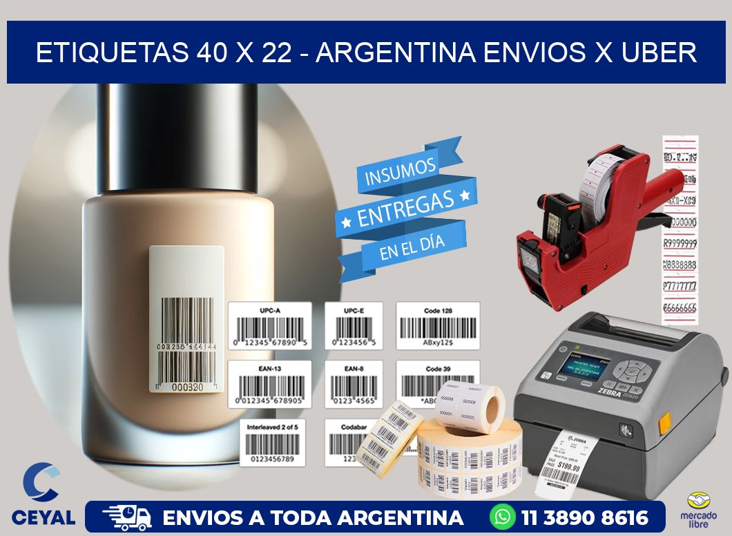 ETIQUETAS 40 x 22 - ARGENTINA ENVIOS X UBER