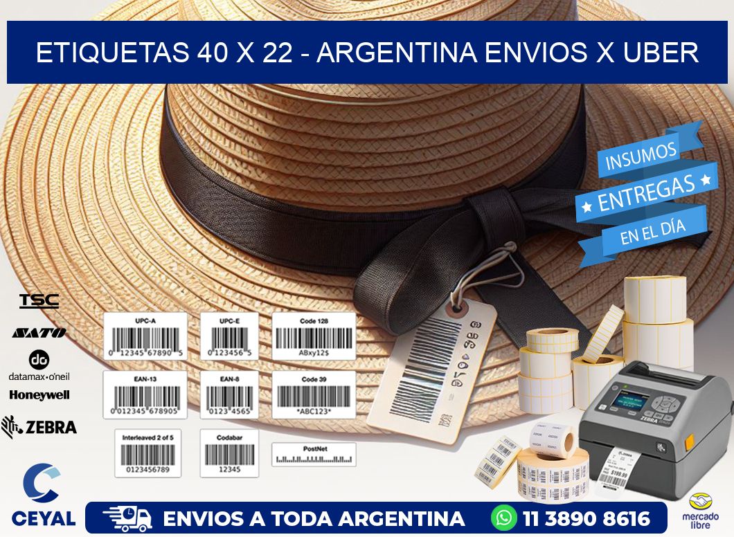 ETIQUETAS 40 x 22 - ARGENTINA ENVIOS X UBER