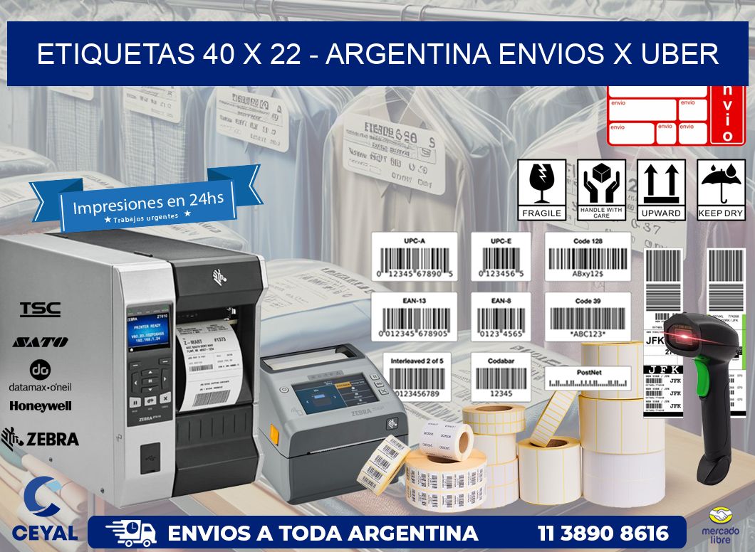 ETIQUETAS 40 x 22 - ARGENTINA ENVIOS X UBER