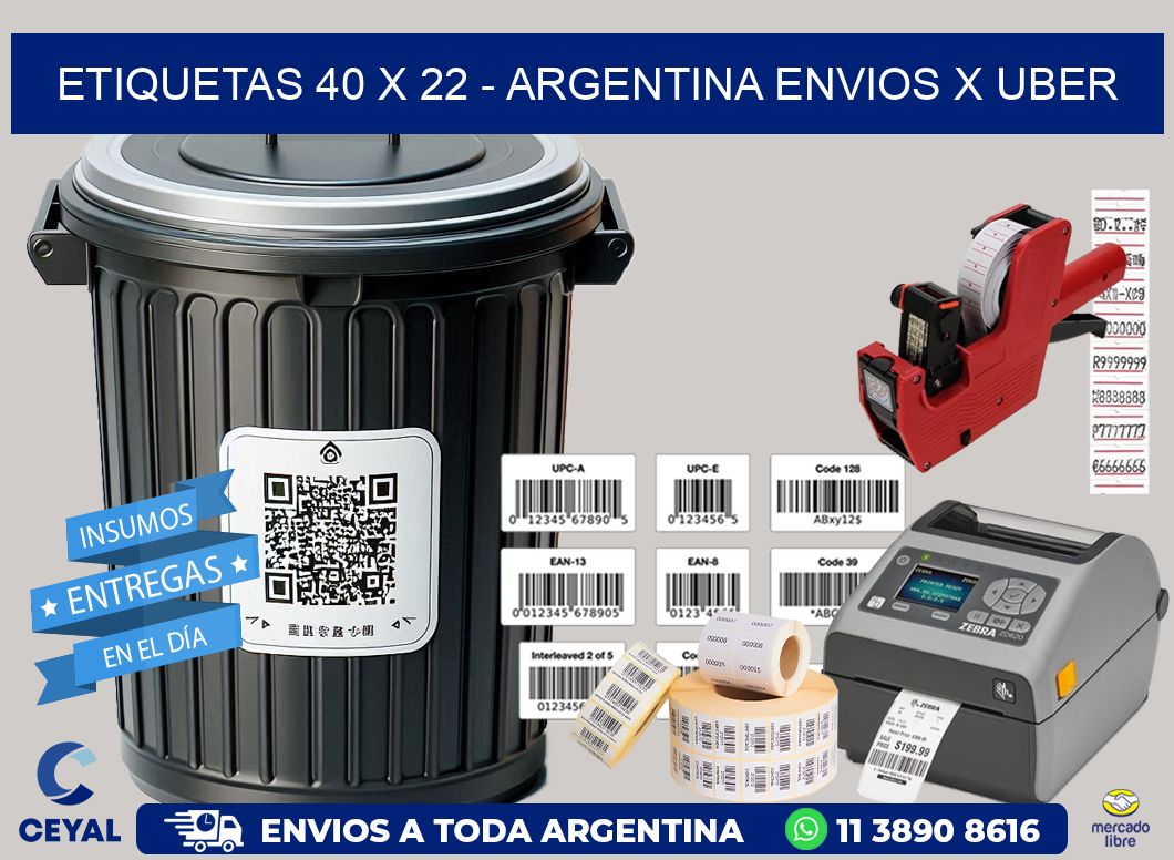 ETIQUETAS 40 x 22 – ARGENTINA ENVIOS X UBER