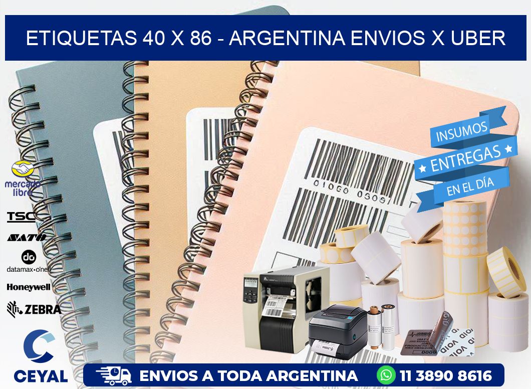 ETIQUETAS 40 x 86 - ARGENTINA ENVIOS X UBER