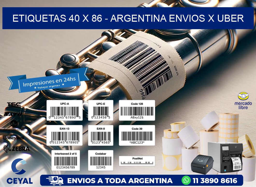 ETIQUETAS 40 x 86 - ARGENTINA ENVIOS X UBER