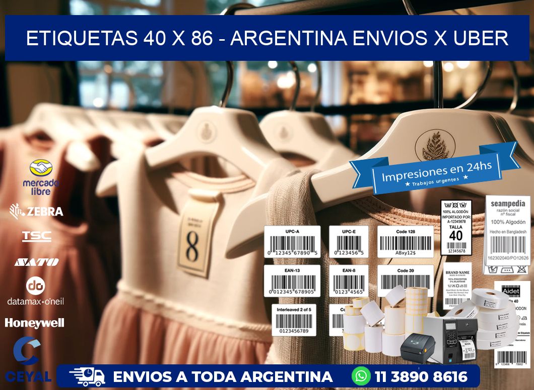 ETIQUETAS 40 x 86 - ARGENTINA ENVIOS X UBER