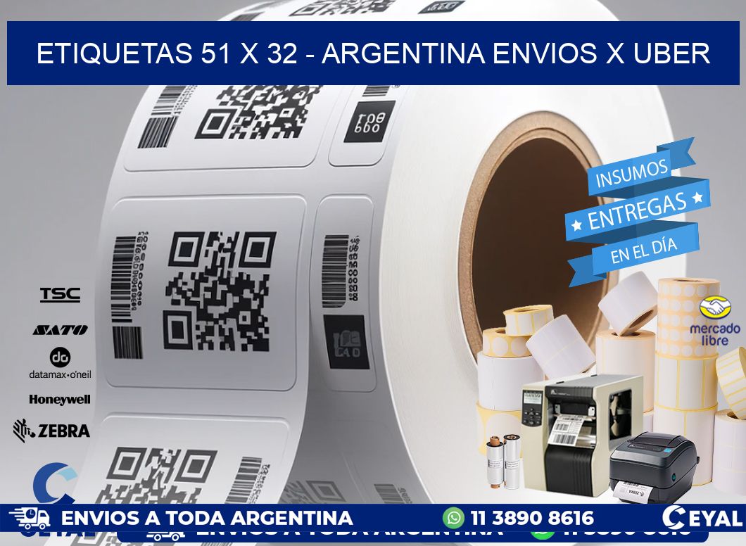 ETIQUETAS 51 x 32 - ARGENTINA ENVIOS X UBER