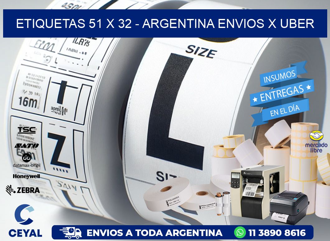 ETIQUETAS 51 x 32 - ARGENTINA ENVIOS X UBER