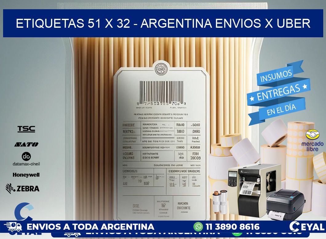 ETIQUETAS 51 x 32 - ARGENTINA ENVIOS X UBER