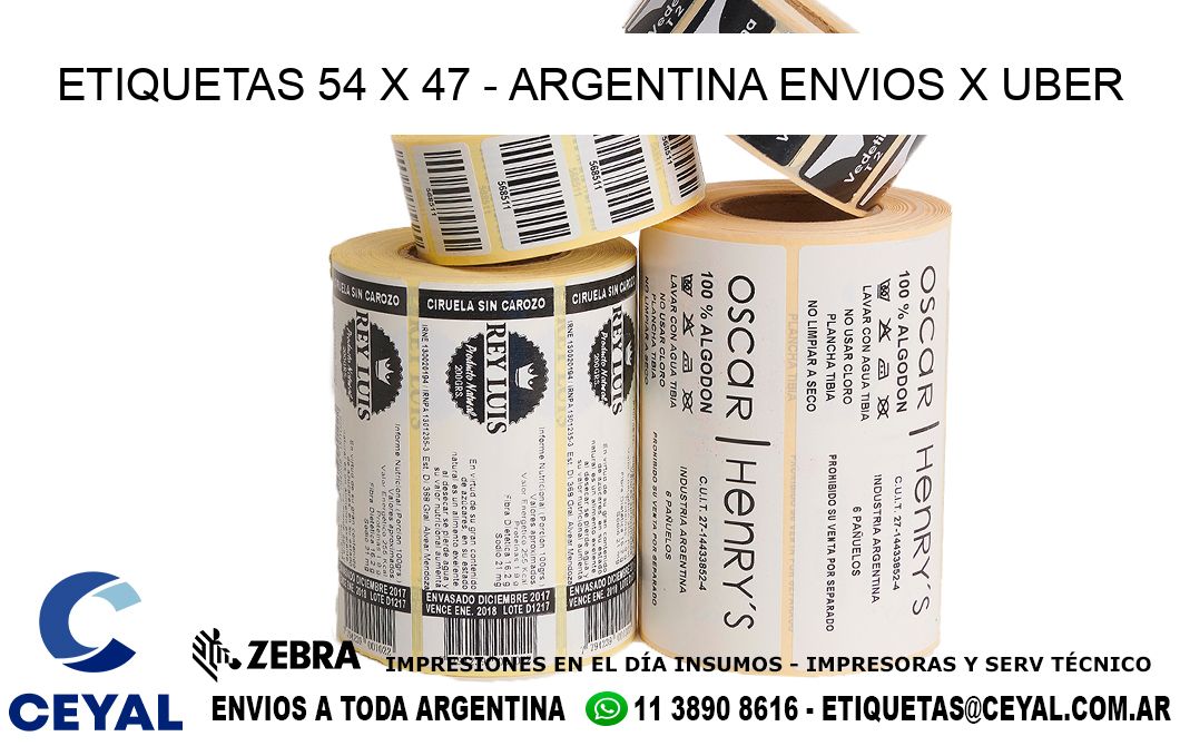 ETIQUETAS 54 x 47 - ARGENTINA ENVIOS X UBER