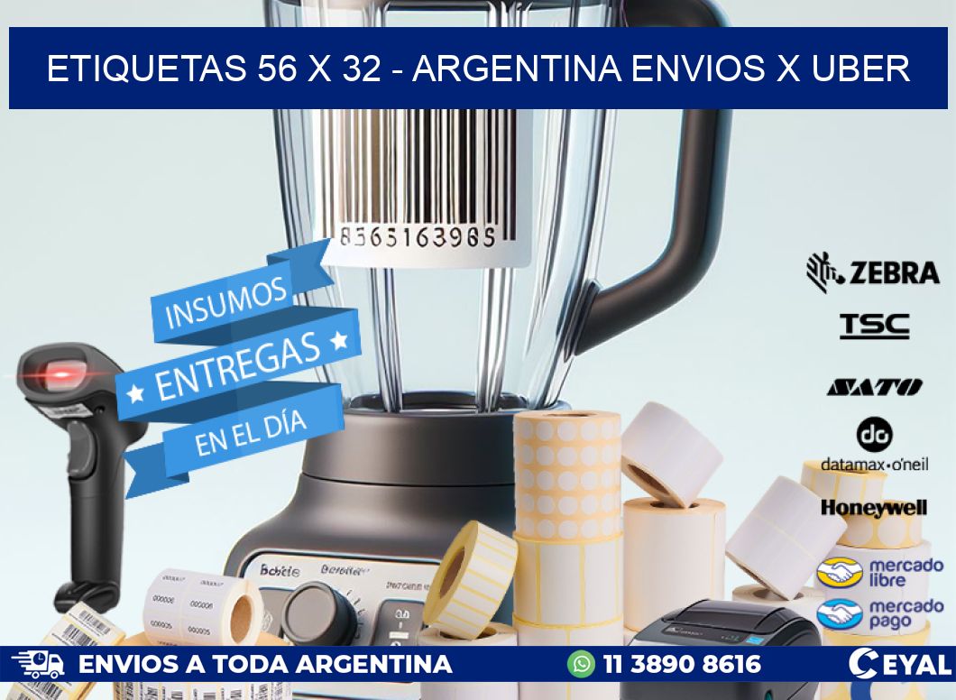 ETIQUETAS 56 x 32 - ARGENTINA ENVIOS X UBER