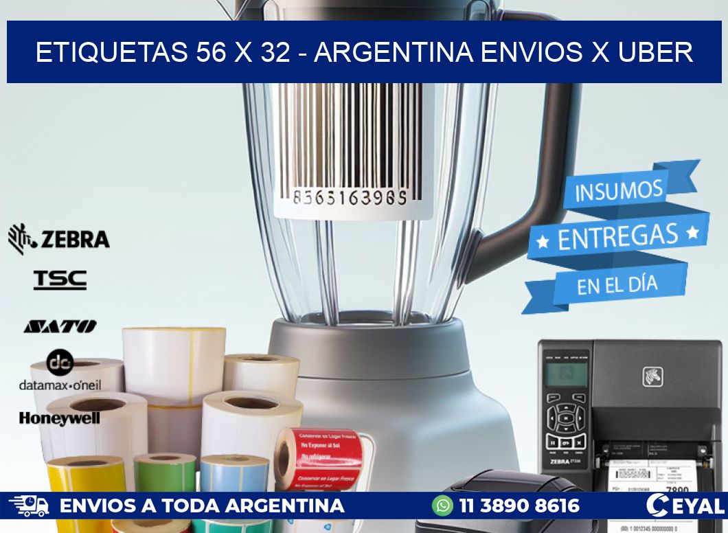 ETIQUETAS 56 x 32 - ARGENTINA ENVIOS X UBER