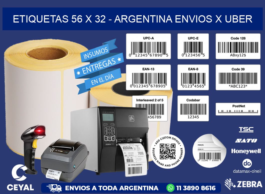 ETIQUETAS 56 x 32 - ARGENTINA ENVIOS X UBER