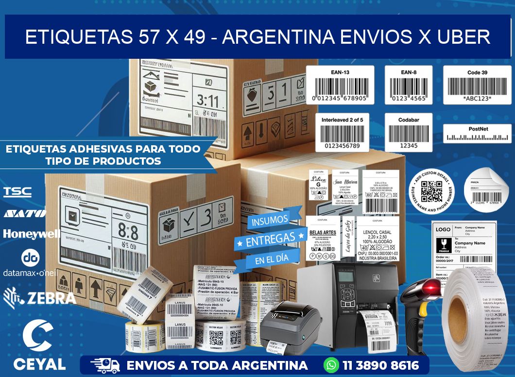 ETIQUETAS 57 x 49 - ARGENTINA ENVIOS X UBER