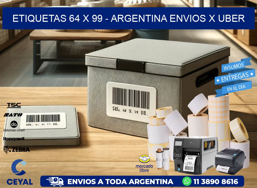 ETIQUETAS 64 x 99 - ARGENTINA ENVIOS X UBER