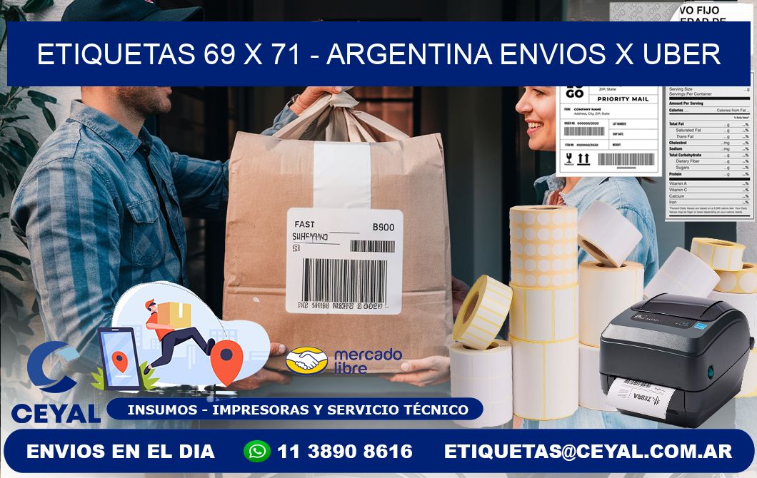 ETIQUETAS 69 x 71 - ARGENTINA ENVIOS X UBER