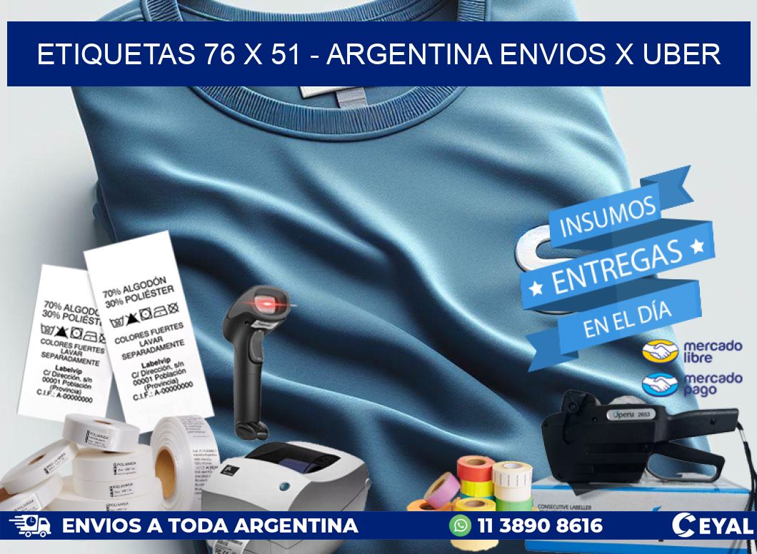 ETIQUETAS 76 x 51 – ARGENTINA ENVIOS X UBER