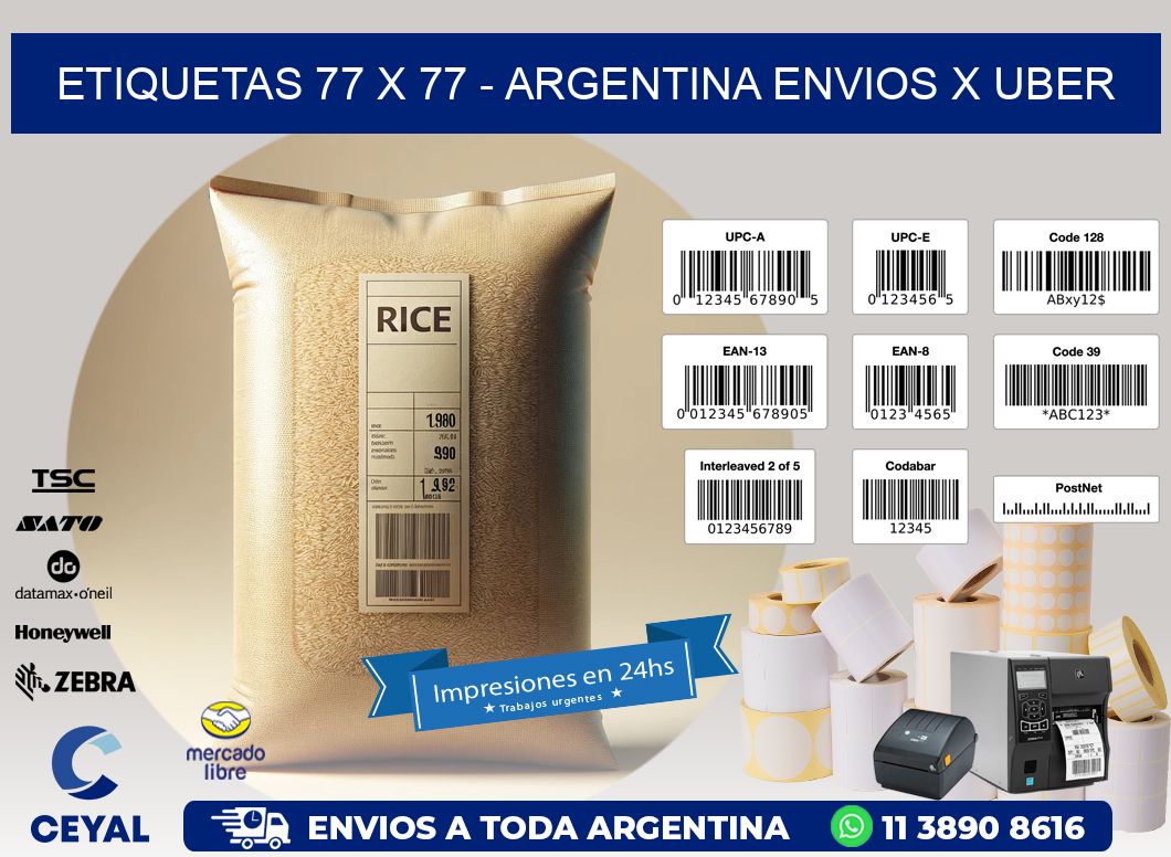 ETIQUETAS 77 x 77 - ARGENTINA ENVIOS X UBER