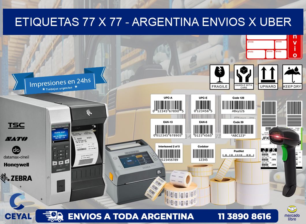 ETIQUETAS 77 x 77 - ARGENTINA ENVIOS X UBER