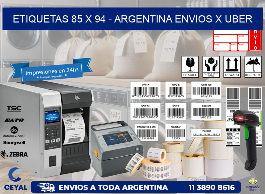 ETIQUETAS 85 x 94 - ARGENTINA ENVIOS X UBER