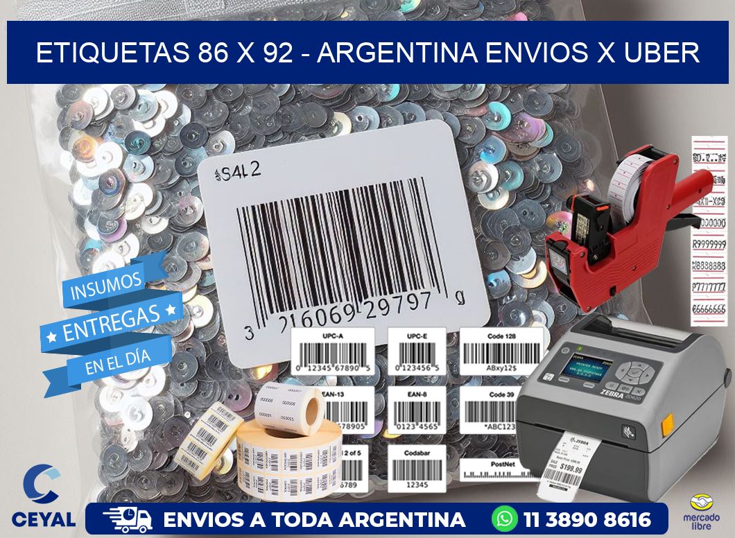 ETIQUETAS 86 x 92 - ARGENTINA ENVIOS X UBER