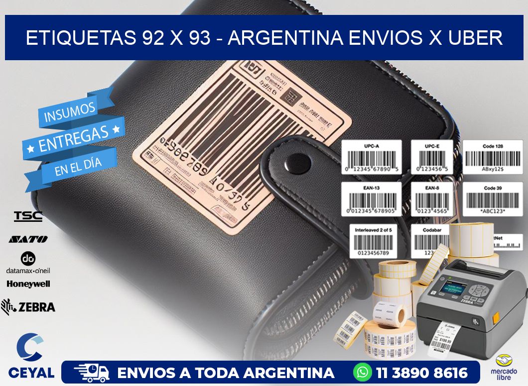 ETIQUETAS 92 x 93 - ARGENTINA ENVIOS X UBER