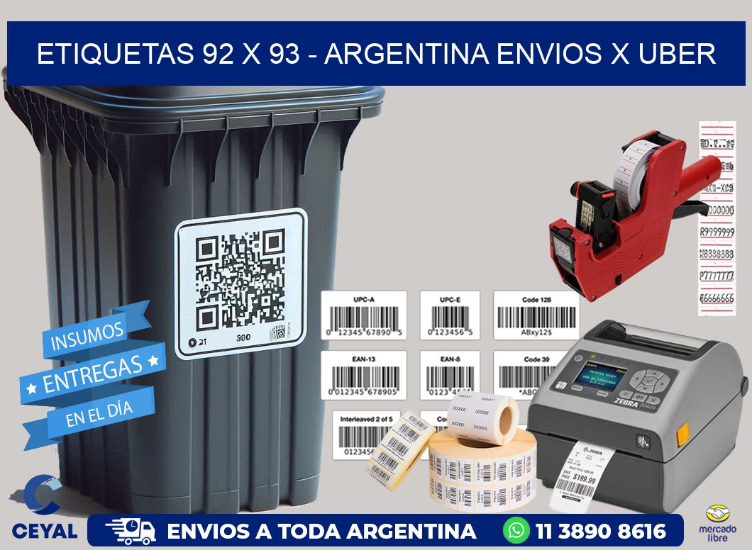 ETIQUETAS 92 x 93 – ARGENTINA ENVIOS X UBER