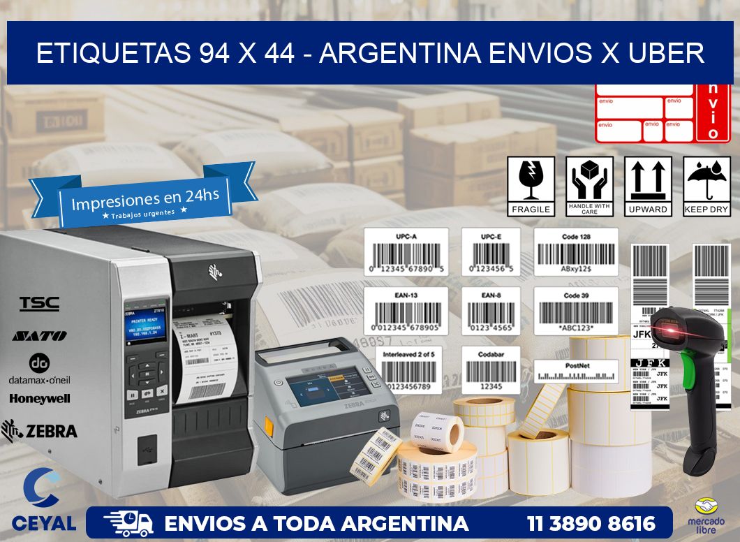 ETIQUETAS 94 x 44 - ARGENTINA ENVIOS X UBER