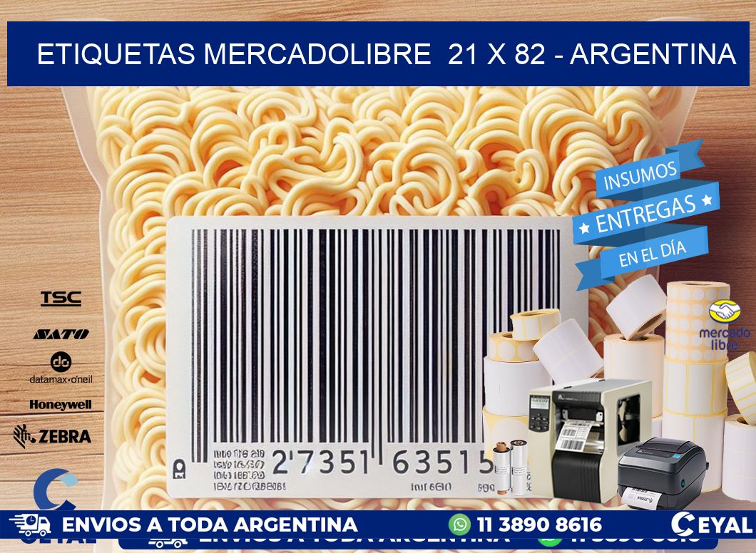 ETIQUETAS MERCADOLIBRE  21 x 82 - ARGENTINA