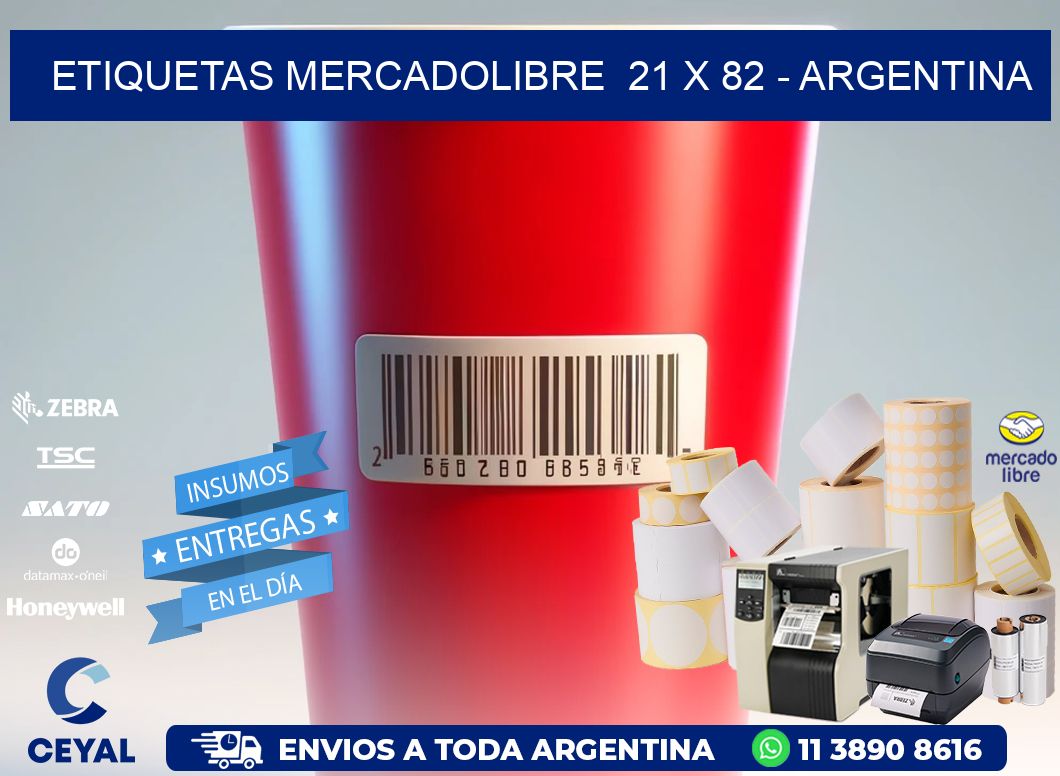 ETIQUETAS MERCADOLIBRE  21 x 82 - ARGENTINA