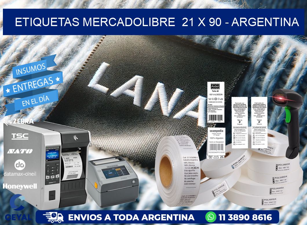 ETIQUETAS MERCADOLIBRE  21 x 90 - ARGENTINA