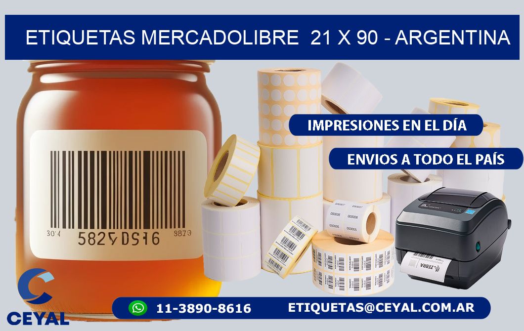 ETIQUETAS MERCADOLIBRE  21 x 90 - ARGENTINA