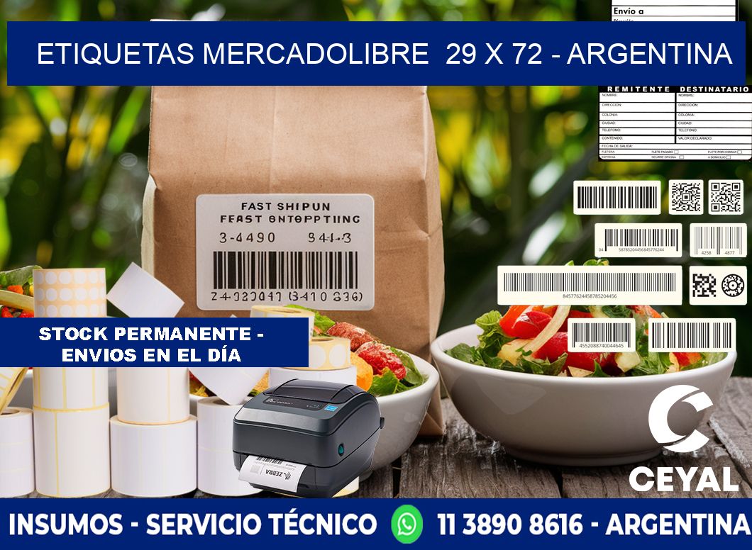 ETIQUETAS MERCADOLIBRE  29 x 72 - ARGENTINA